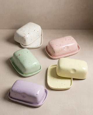 New Party ceramic butter dishes — colourful handmade stoneware for the table, Egg Back Home