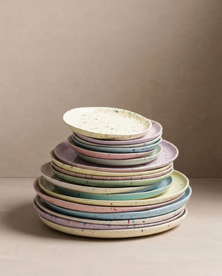 Handmade ceramic plates from Egg Back Home — colourful Portuguese stoneware
