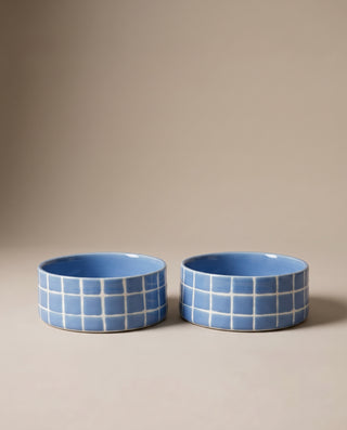 Pool Stoneware Pet Bowl 14cm Blue Sky 2 Pieces Set – handmade stoneware pet bowl – Egg Back Home