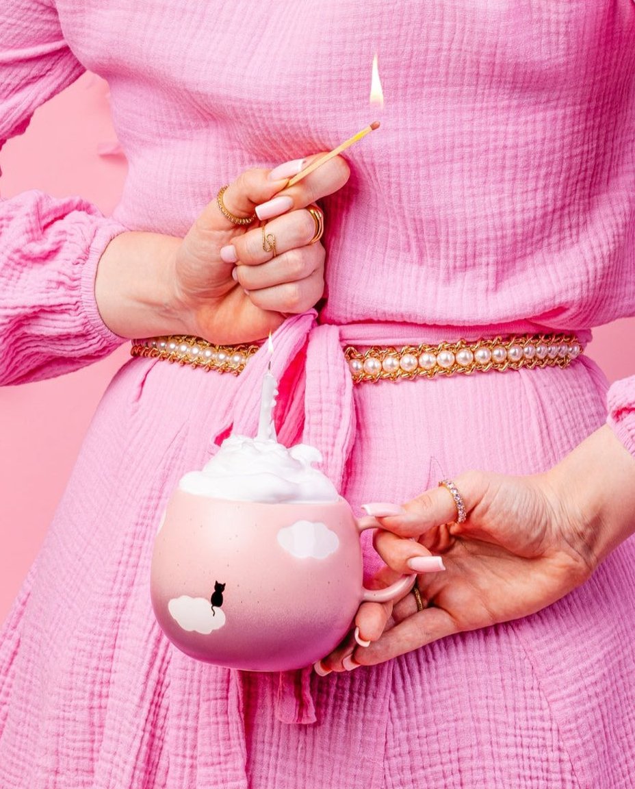 Pinklac Cloud Mug 500ml Meow Halloween Collection – handmade stoneware mug – Egg Back Home