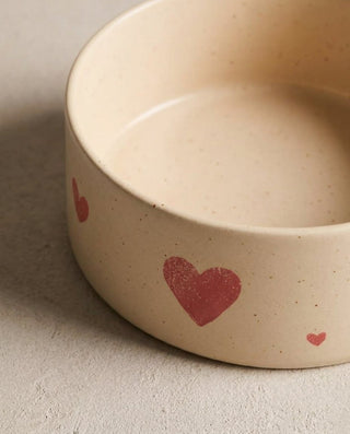 Cozy Hearts Stoneware Pet Bowl 16,5cm 2 Pieces Set