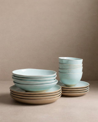 Minted Stoneware Dinnerware 16 pieces – handmade stoneware tableware set – Egg Back Home