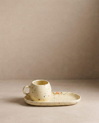 New Party Set 2 Espresso Mug + 2 Mini Tray - Yellow — shopify 1
